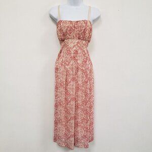 Vintage Jonathon Martin Women Babydoll Midi Dress Size 10 Tie Waist Tropical Y2K